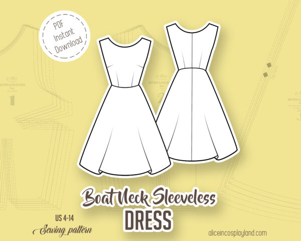 Boat Neck Dress Sewing Pattern