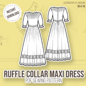 Ruffle Collar Maxi Dress Sewing Pattern