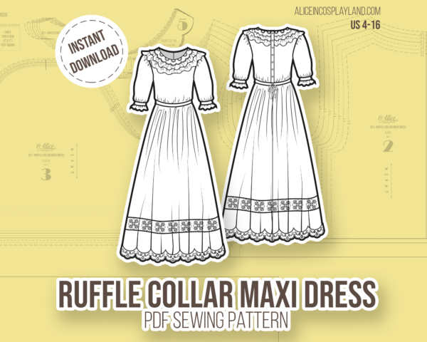 Ruffle Collar Maxi Dress Sewing Pattern