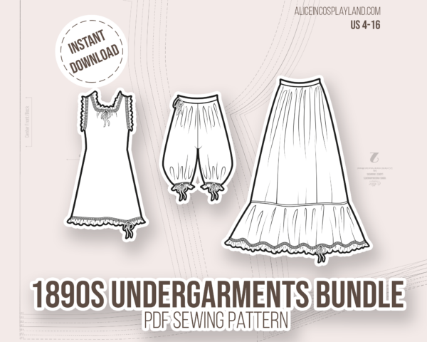 1890s undergarments bundle sewing pattern