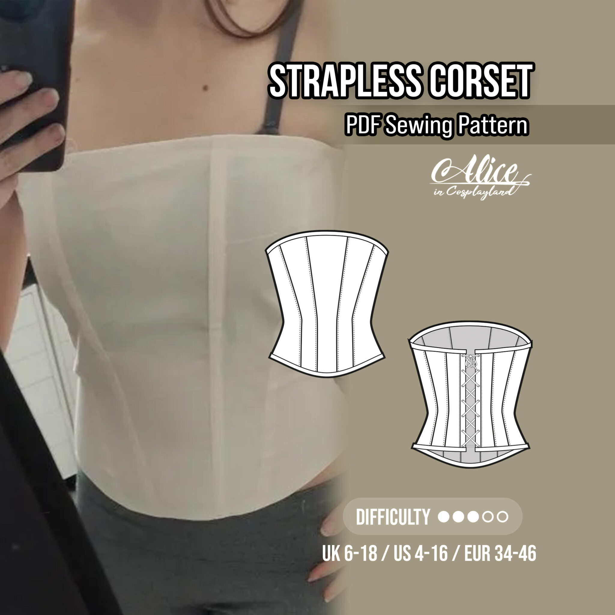 Srapless Boned Corset Sewing Pattern