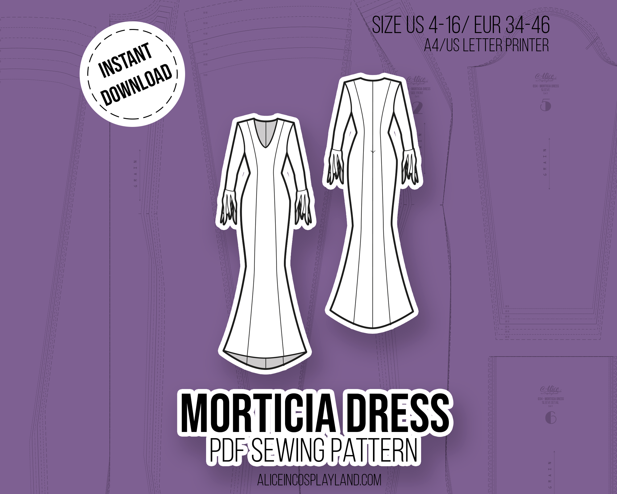 Morticia Dress Sewing Pattern Alice in Cosplayland