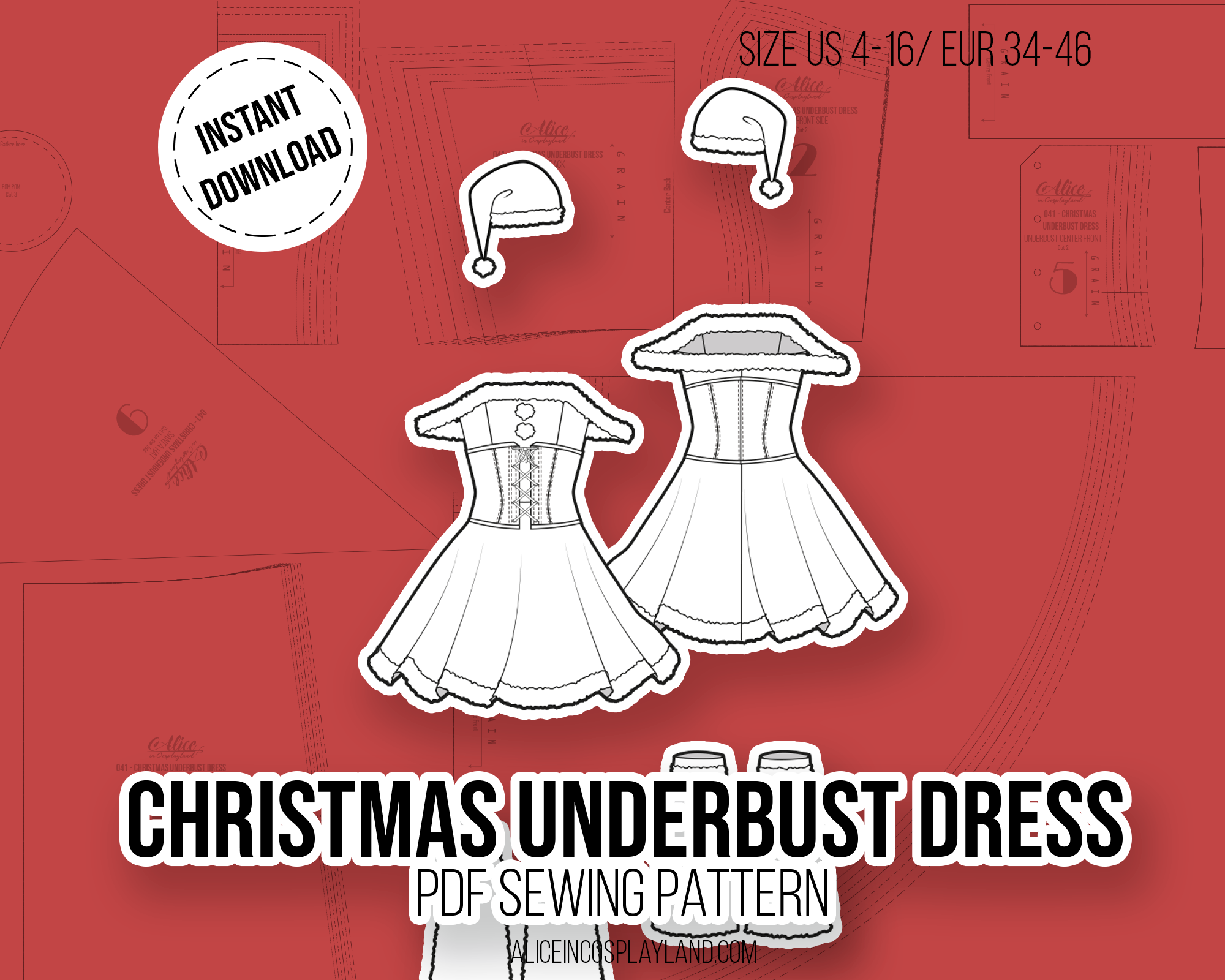 Christmas Underbust dress Sewing Pattern