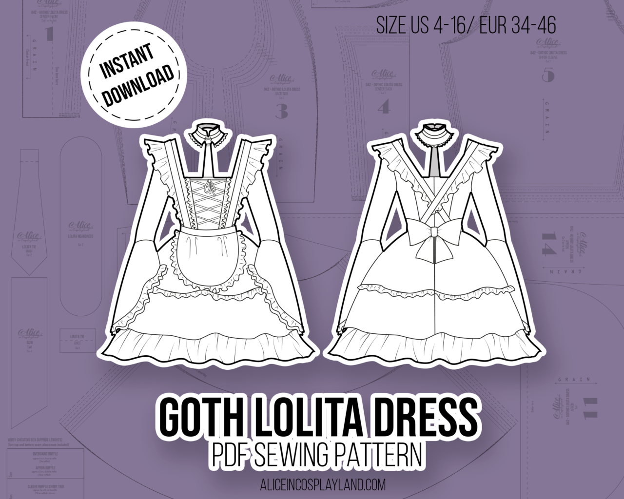 Gothic Lolita Dress Sewing Pattern - Alice in Cosplayland