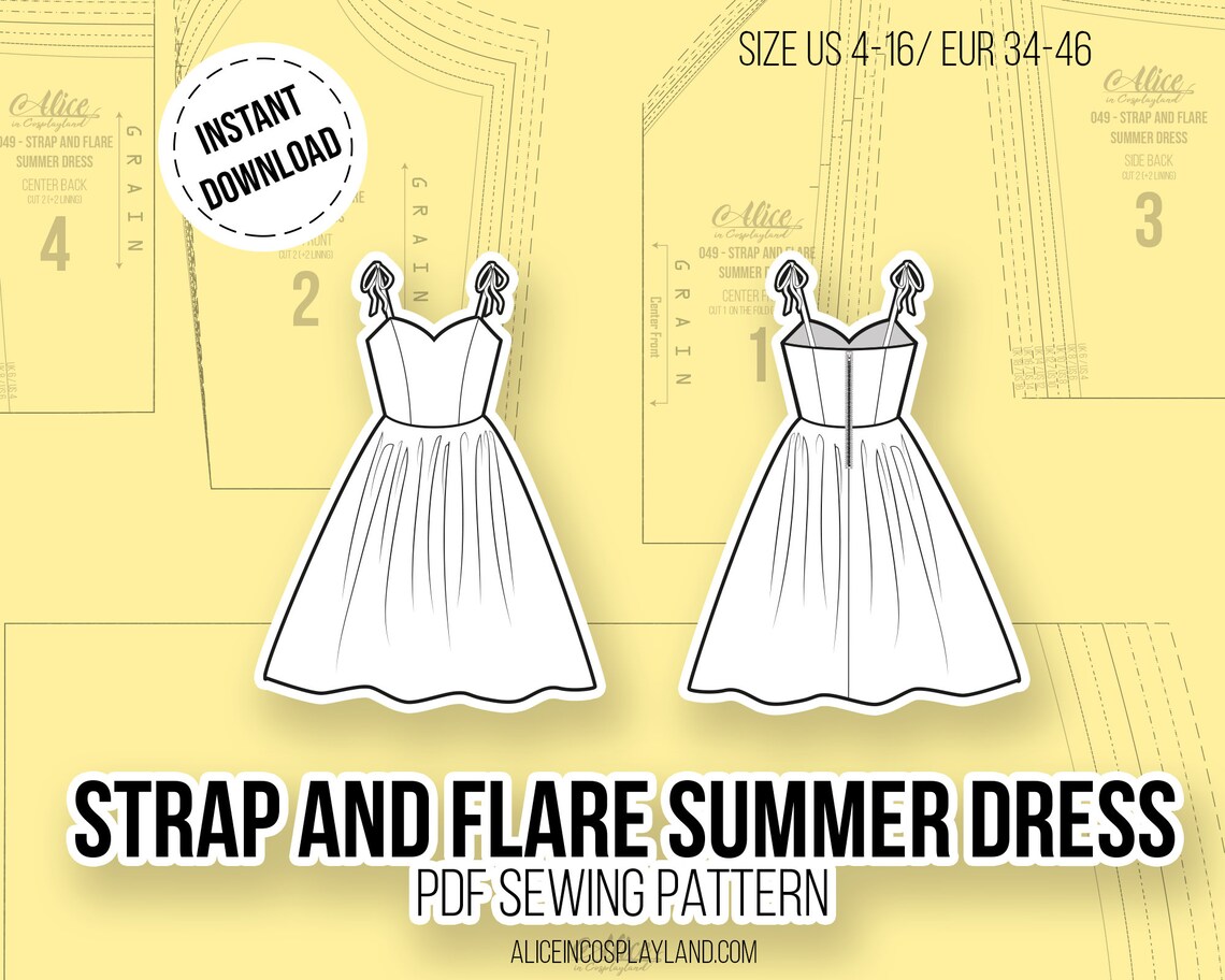Strap and Flare Summer Dress Sewing Pattern - Alice in Cosplayland