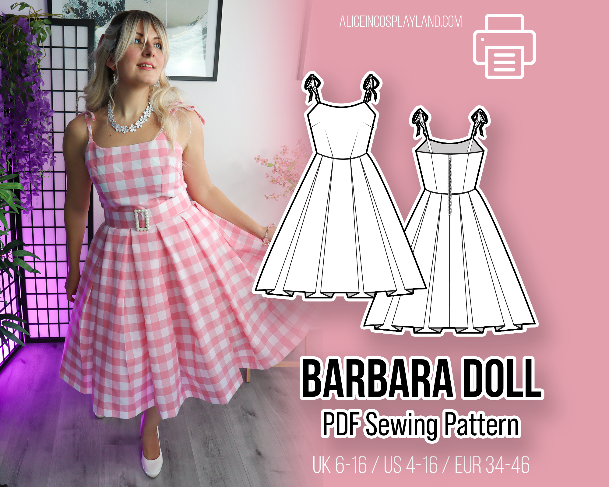 Barbara Doll Dress Sewing Pattern