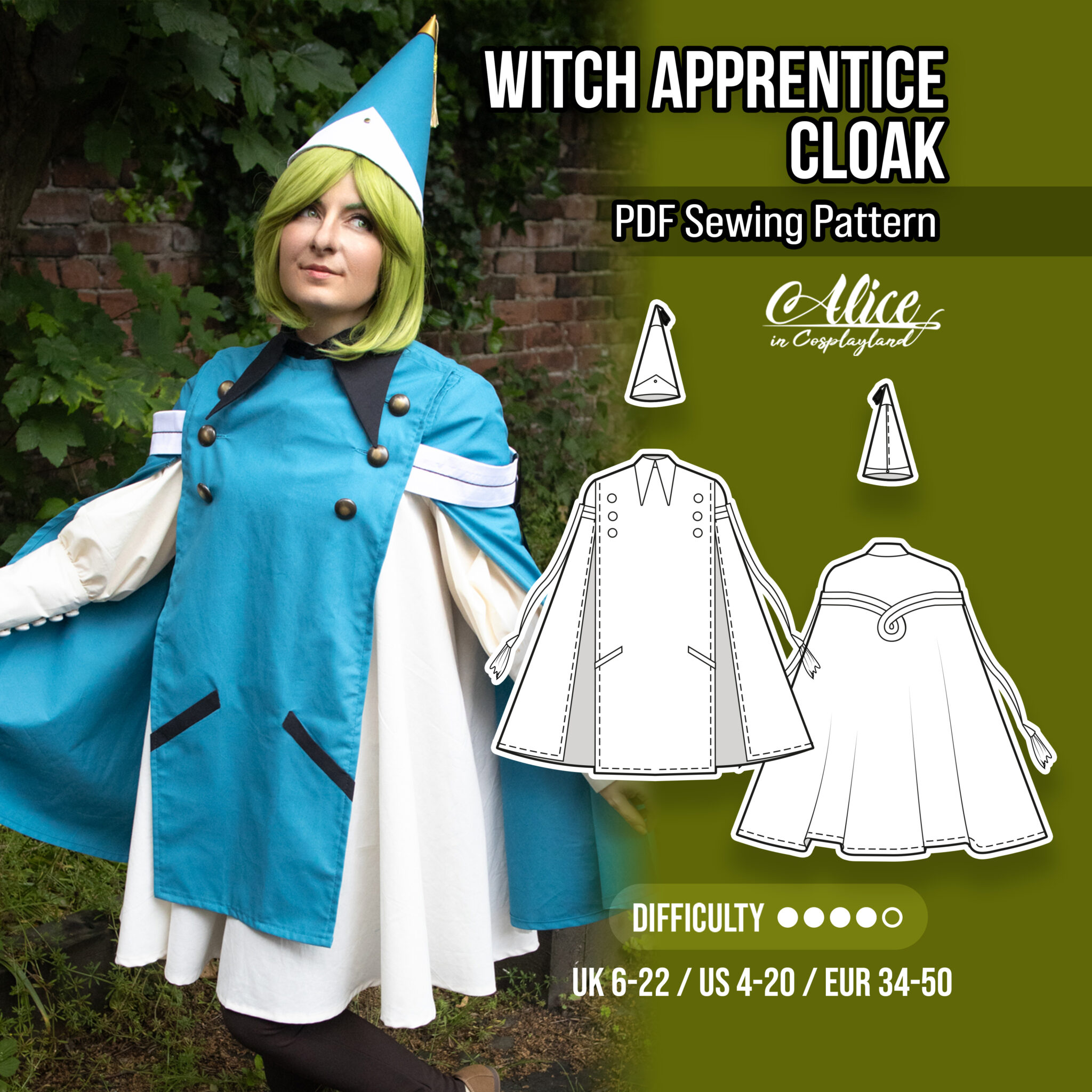 Witch apprentice Cloak Sewing Pattern