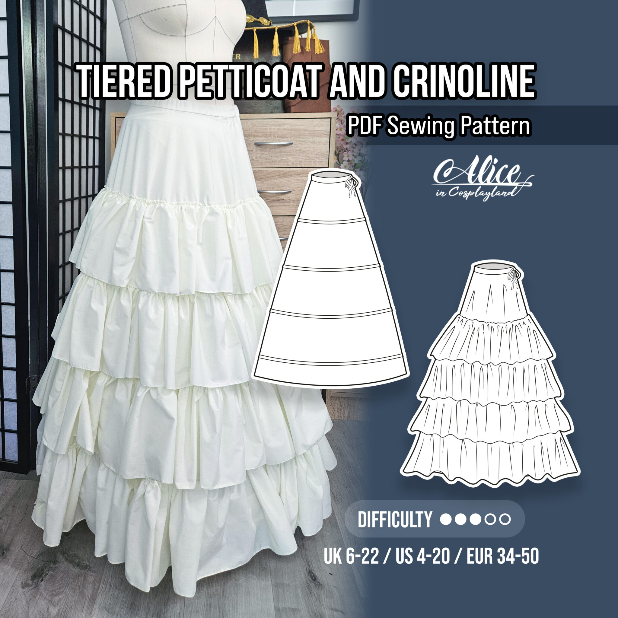 Tiered Petticoat and Crinoline Sewing Pattern